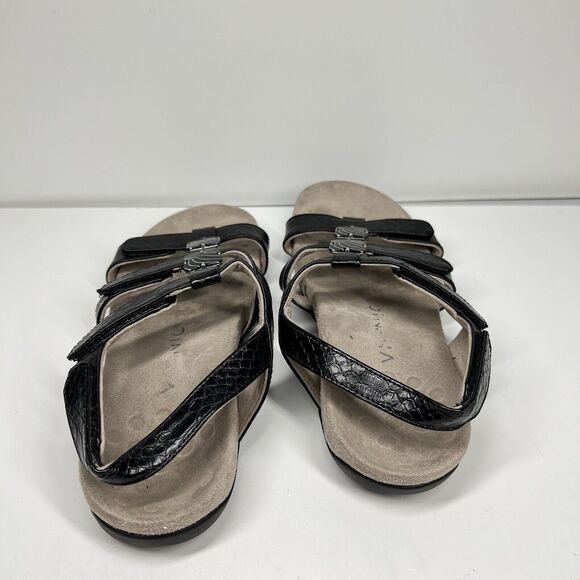 Vionic Women's Amber Sandal Size 6 Black Croc Strappy Adjustable Flat Shoe - Picture 7 of 10